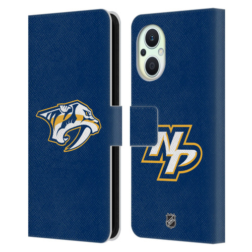 NHL Nashville Predators Plain Leather Book Wallet Case Cover For OPPO Reno8 Lite