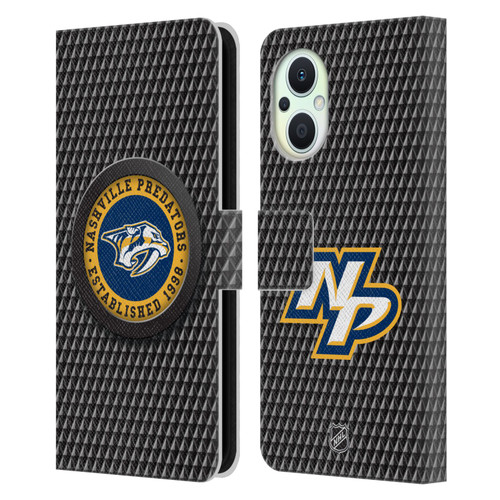 NHL Nashville Predators Puck Texture Leather Book Wallet Case Cover For OPPO Reno8 Lite