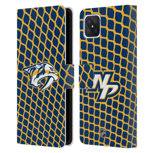 NHL Nashville Predators Net Pattern Leather Book Wallet Case Cover For OPPO Reno4 Z 5G