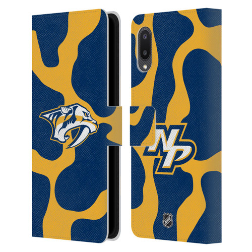 NHL Nashville Predators Cow Pattern Leather Book Wallet Case Cover For Samsung Galaxy A02/M02 (2021)