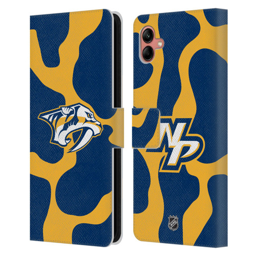 NHL Nashville Predators Cow Pattern Leather Book Wallet Case Cover For Samsung Galaxy A04 (2022)