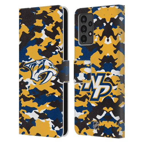 NHL Nashville Predators Camouflage Leather Book Wallet Case Cover For Samsung Galaxy A13 (2022)
