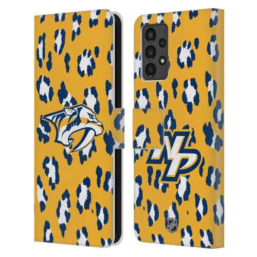NHL Nashville Predators Leopard Patten Leather Book Wallet Case Cover For Samsung Galaxy A13 (2022)