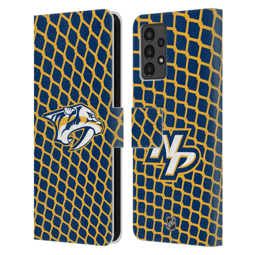 NHL Nashville Predators Net Pattern Leather Book Wallet Case Cover For Samsung Galaxy A13 (2022)