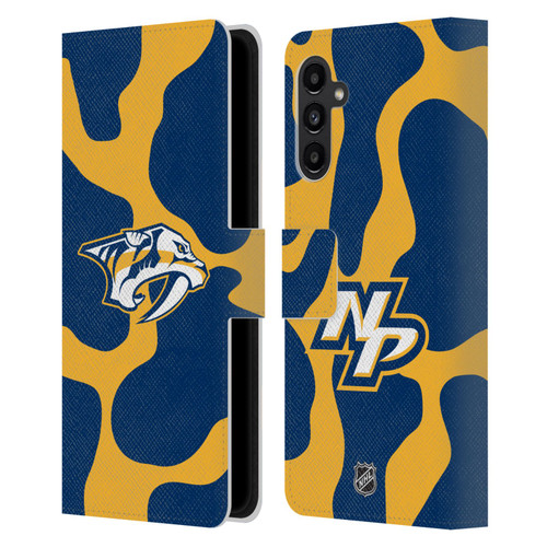 NHL Nashville Predators Cow Pattern Leather Book Wallet Case Cover For Samsung Galaxy A13 5G (2021)