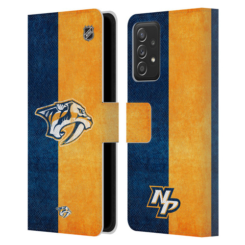 NHL Nashville Predators Half Distressed Leather Book Wallet Case Cover For Samsung Galaxy A53 5G (2022)