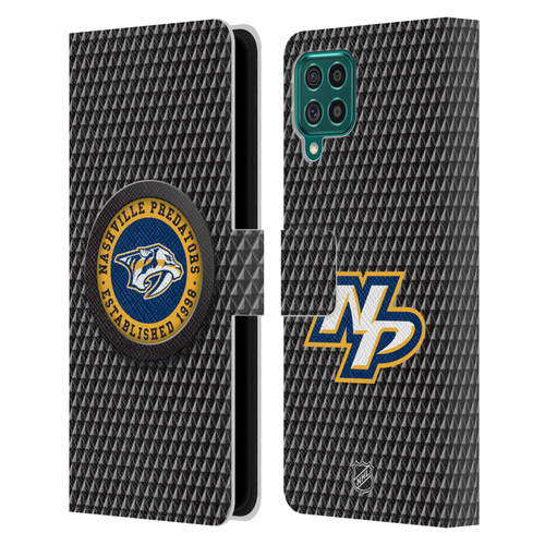 NHL Nashville Predators Puck Texture Leather Book Wallet Case Cover For Samsung Galaxy F62 (2021)