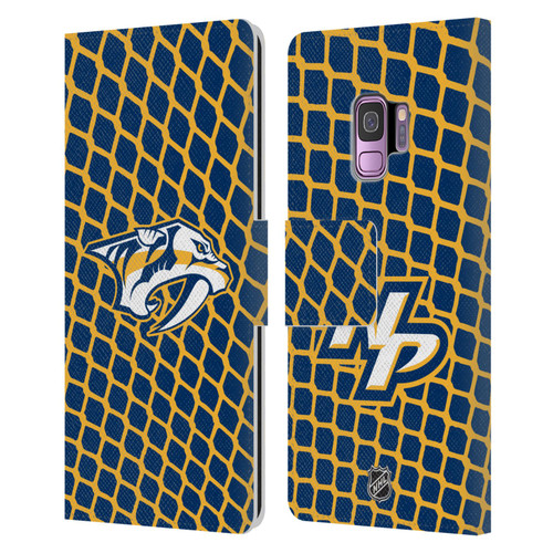 NHL Nashville Predators Net Pattern Leather Book Wallet Case Cover For Samsung Galaxy S9