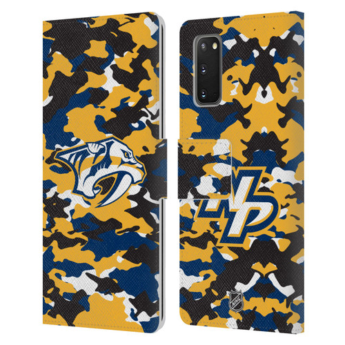 NHL Nashville Predators Camouflage Leather Book Wallet Case Cover For Samsung Galaxy S20 / S20 5G
