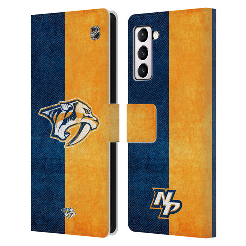 NHL Nashville Predators Half Distressed Leather Book Wallet Case Cover For Samsung Galaxy S21+ 5G