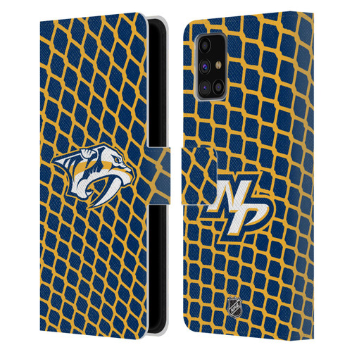 NHL Nashville Predators Net Pattern Leather Book Wallet Case Cover For Samsung Galaxy M31s (2020)