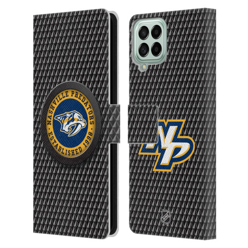 NHL Nashville Predators Puck Texture Leather Book Wallet Case Cover For Samsung Galaxy M33 (2022)