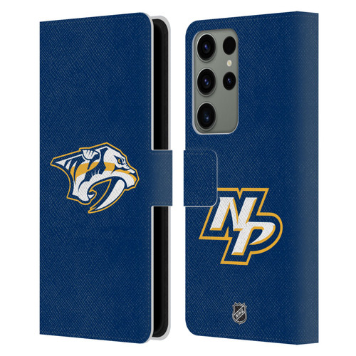 NHL Nashville Predators Plain Leather Book Wallet Case Cover For Samsung Galaxy S23 Ultra 5G