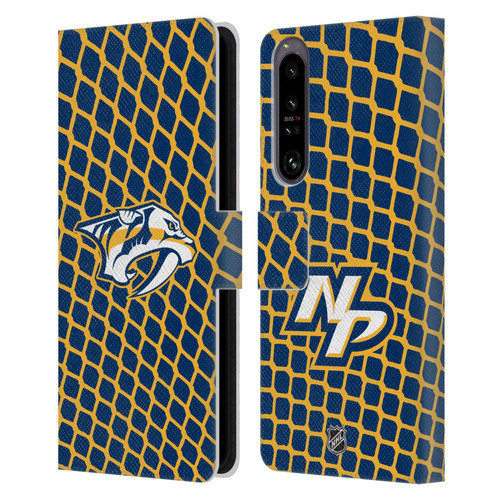 NHL Nashville Predators Net Pattern Leather Book Wallet Case Cover For Sony Xperia 1 IV