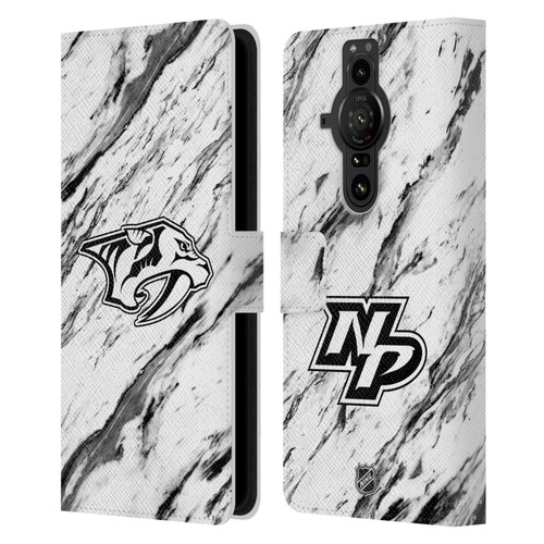 NHL Nashville Predators Marble Leather Book Wallet Case Cover For Sony Xperia Pro-I