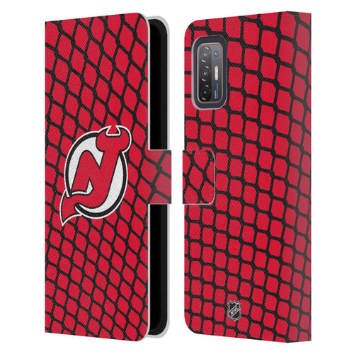 NHL New Jersey Devils Net Pattern Leather Book Wallet Case Cover For HTC Desire 21 Pro 5G