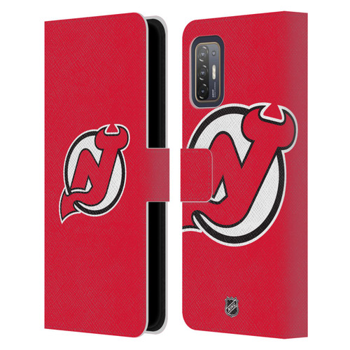 NHL New Jersey Devils Plain Leather Book Wallet Case Cover For HTC Desire 21 Pro 5G