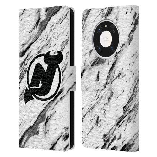 NHL New Jersey Devils Marble Leather Book Wallet Case Cover For Huawei Mate 40 Pro 5G