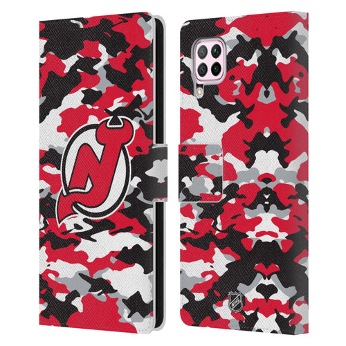 NHL New Jersey Devils Camouflage Leather Book Wallet Case Cover For Huawei Nova 6 SE / P40 Lite