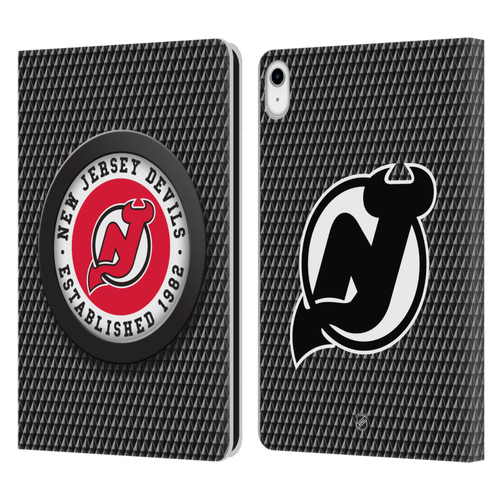 NHL New Jersey Devils Puck Texture Leather Book Wallet Case Cover For Apple iPad 10.9 (2022)