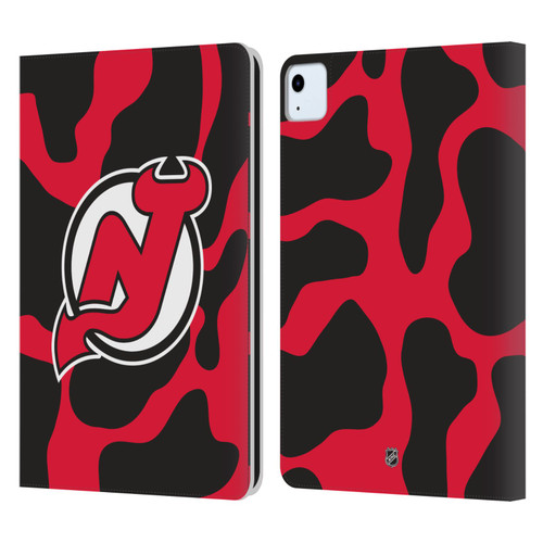 NHL New Jersey Devils Cow Pattern Leather Book Wallet Case Cover For Apple iPad Air 2020 / 2022