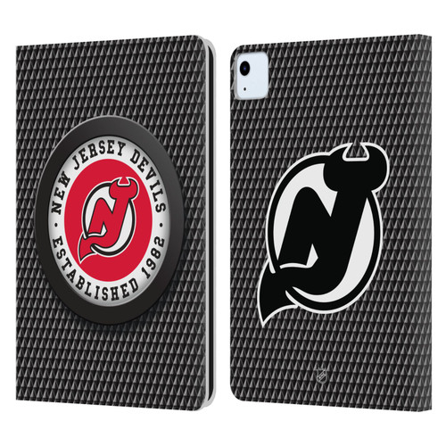 NHL New Jersey Devils Puck Texture Leather Book Wallet Case Cover For Apple iPad Air 2020 / 2022