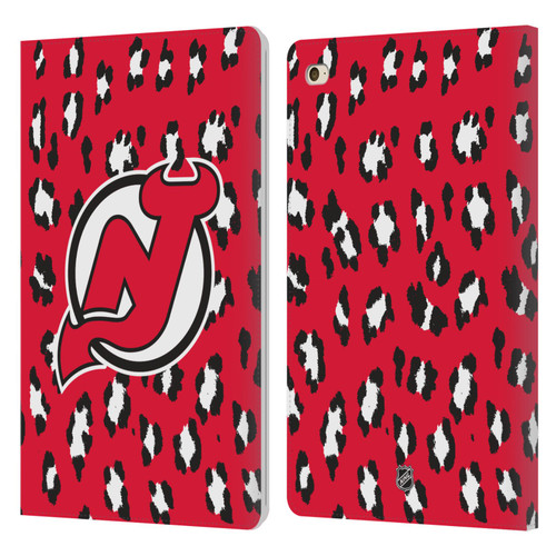 NHL New Jersey Devils Leopard Patten Leather Book Wallet Case Cover For Apple iPad mini 4