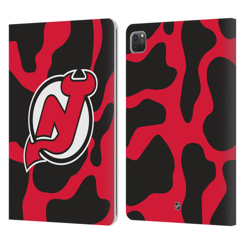 NHL New Jersey Devils Cow Pattern Leather Book Wallet Case Cover For Apple iPad Pro 11 2020 / 2021 / 2022