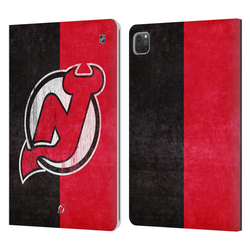 NHL New Jersey Devils Half Distressed Leather Book Wallet Case Cover For Apple iPad Pro 11 2020 / 2021 / 2022