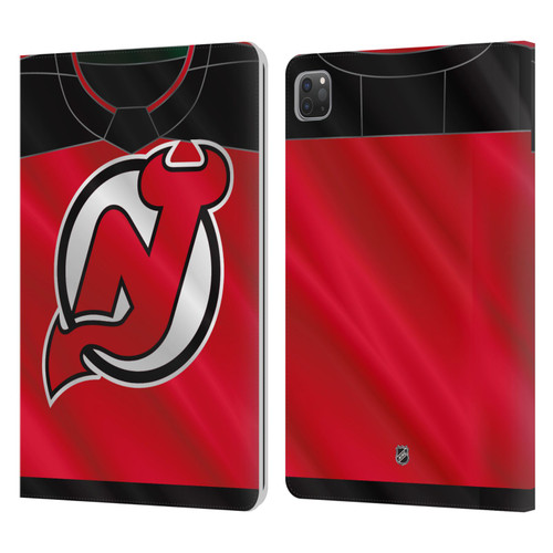 NHL New Jersey Devils Jersey Leather Book Wallet Case Cover For Apple iPad Pro 11 2020 / 2021 / 2022