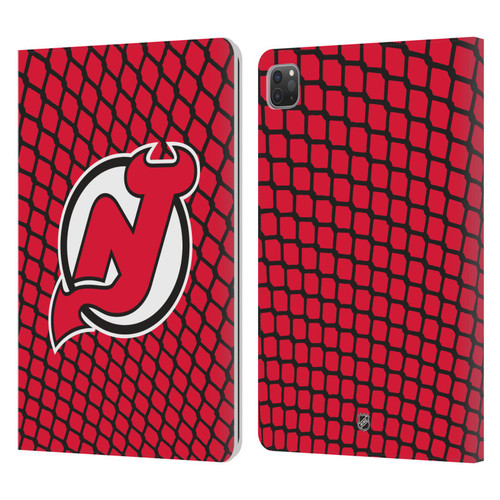 NHL New Jersey Devils Net Pattern Leather Book Wallet Case Cover For Apple iPad Pro 11 2020 / 2021 / 2022
