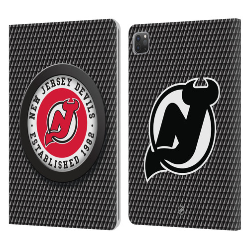 NHL New Jersey Devils Puck Texture Leather Book Wallet Case Cover For Apple iPad Pro 11 2020 / 2021 / 2022