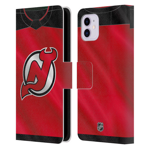 NHL New Jersey Devils Jersey Leather Book Wallet Case Cover For Apple iPhone 11