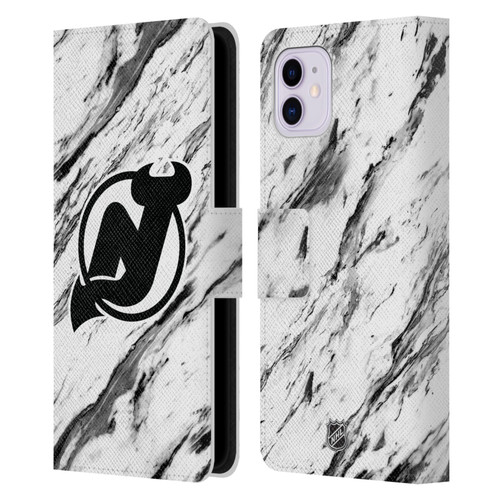 NHL New Jersey Devils Marble Leather Book Wallet Case Cover For Apple iPhone 11