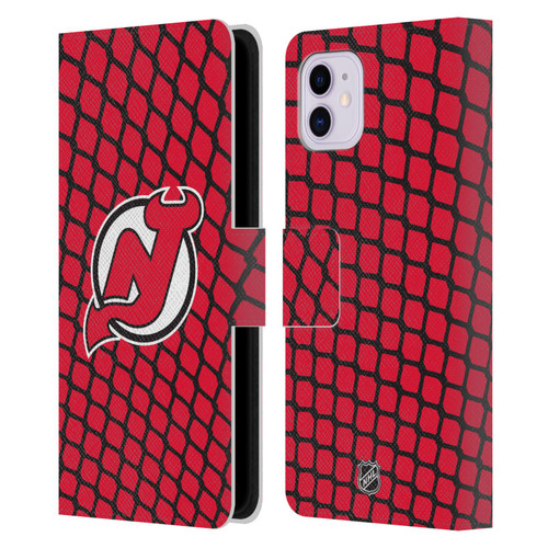 NHL New Jersey Devils Net Pattern Leather Book Wallet Case Cover For Apple iPhone 11