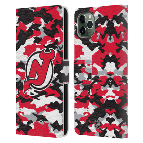 NHL New Jersey Devils Camouflage Leather Book Wallet Case Cover For Apple iPhone 11 Pro Max