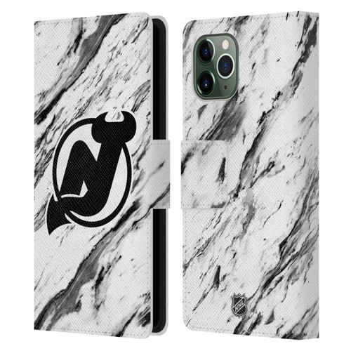 NHL New Jersey Devils Marble Leather Book Wallet Case Cover For Apple iPhone 11 Pro
