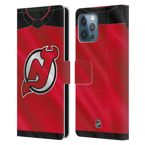 NHL New Jersey Devils Jersey Leather Book Wallet Case Cover For Apple iPhone 12 Pro Max