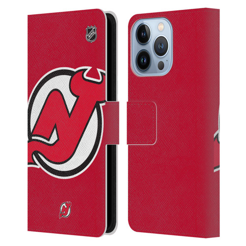 NHL New Jersey Devils Oversized Leather Book Wallet Case Cover For Apple iPhone 13 Pro