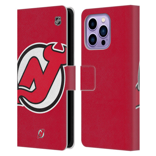 NHL New Jersey Devils Oversized Leather Book Wallet Case Cover For Apple iPhone 14 Pro Max