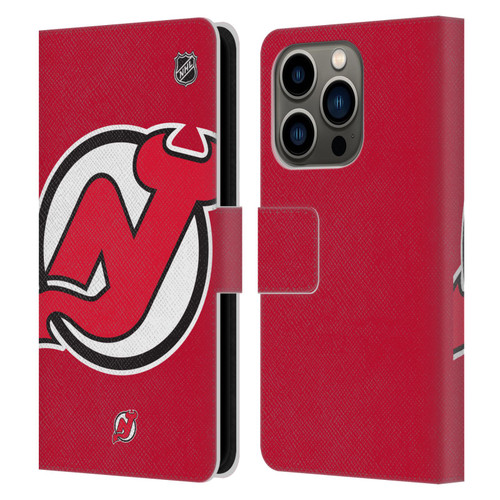 NHL New Jersey Devils Oversized Leather Book Wallet Case Cover For Apple iPhone 14 Pro