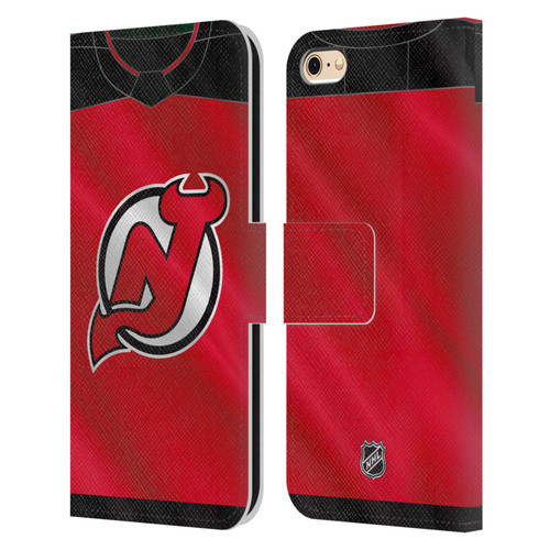 NHL New Jersey Devils Jersey Leather Book Wallet Case Cover For Apple iPhone 6 / iPhone 6s