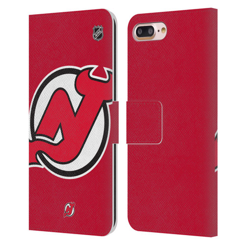 NHL New Jersey Devils Oversized Leather Book Wallet Case Cover For Apple iPhone 7 Plus / iPhone 8 Plus