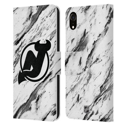 NHL New Jersey Devils Marble Leather Book Wallet Case Cover For Apple iPhone XR