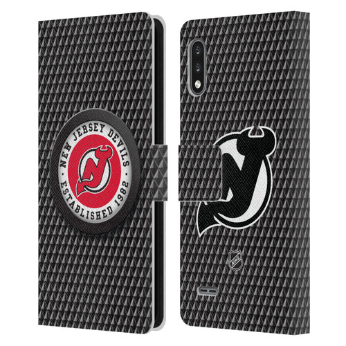 NHL New Jersey Devils Puck Texture Leather Book Wallet Case Cover For LG K22