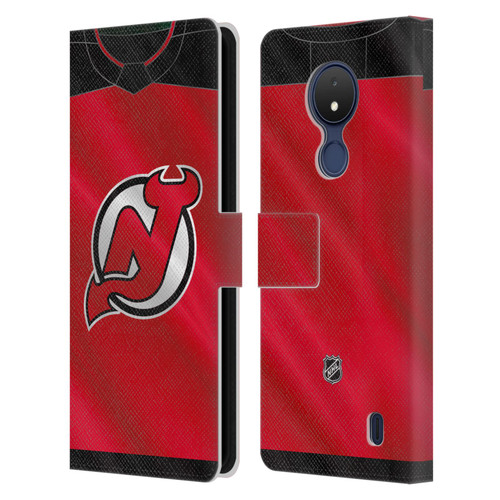 NHL New Jersey Devils Jersey Leather Book Wallet Case Cover For Nokia C21