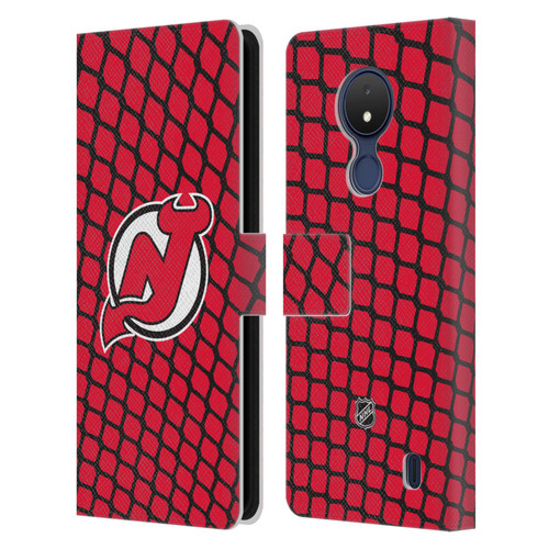 NHL New Jersey Devils Net Pattern Leather Book Wallet Case Cover For Nokia C21