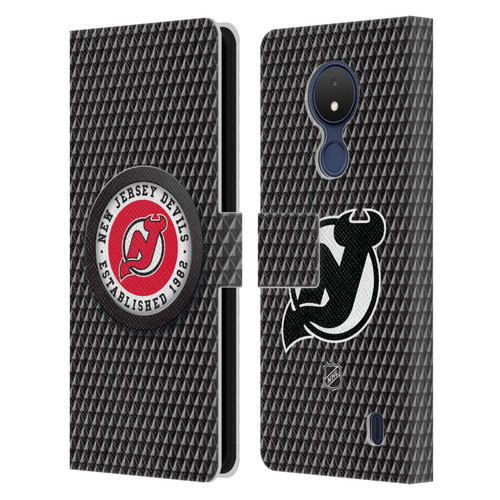 NHL New Jersey Devils Puck Texture Leather Book Wallet Case Cover For Nokia C21