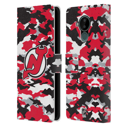 NHL New Jersey Devils Camouflage Leather Book Wallet Case Cover For Nokia C30