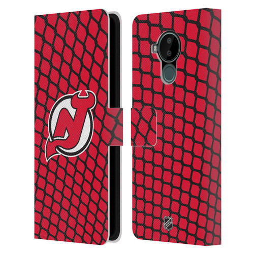 NHL New Jersey Devils Net Pattern Leather Book Wallet Case Cover For Nokia C30